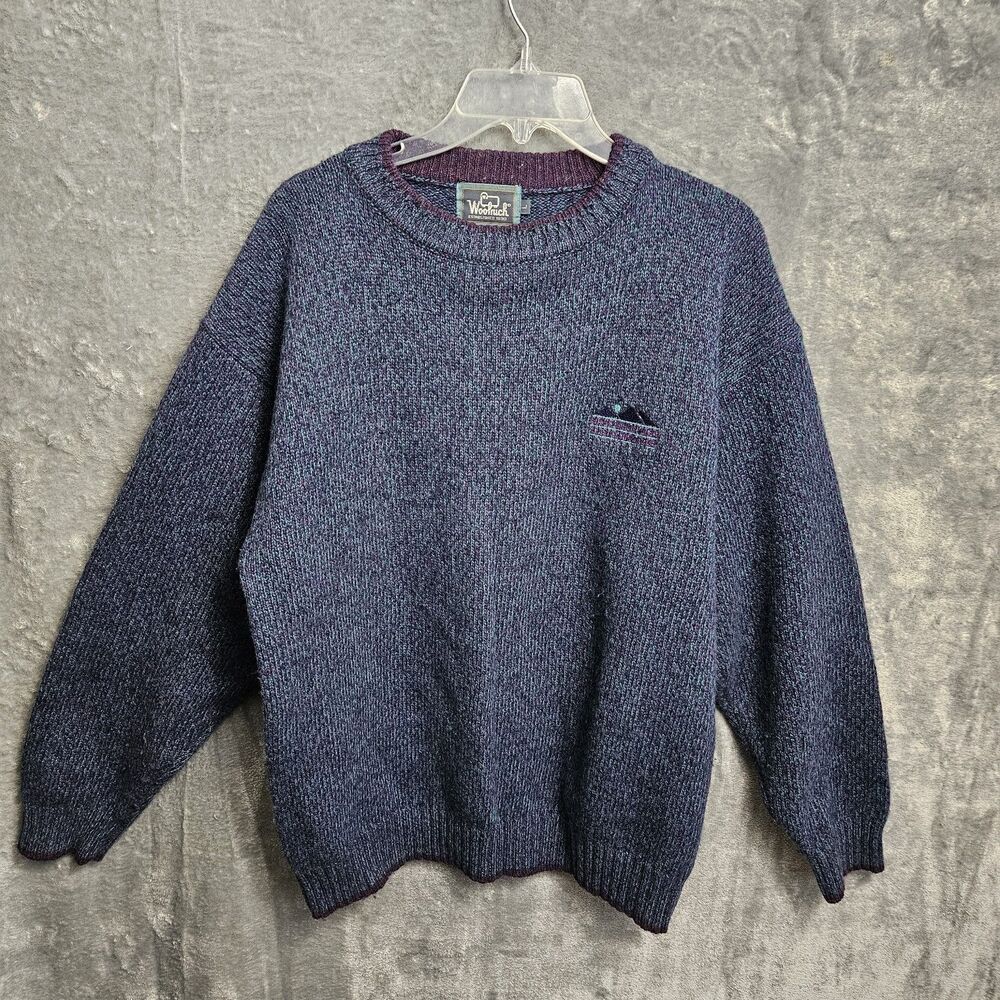 Woolrich Men's LgSweater Breckenridge Colorado Blue Burgandy Pullover wool nylon